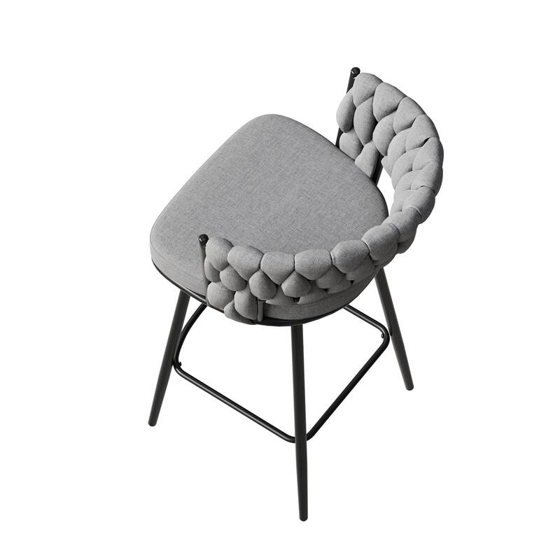 Modern Luxury 360°Swivel Bar Chairs Set of 2, with Cushioned Seat Backrest and Metal Legs