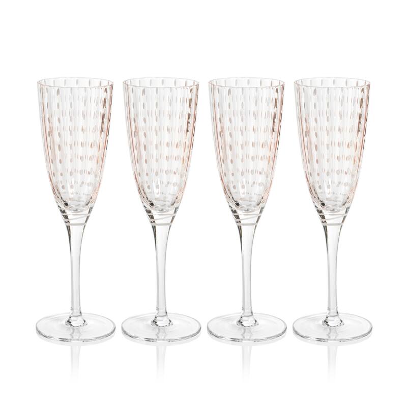Pescara White Dot Champagne Flutes, Set of 4