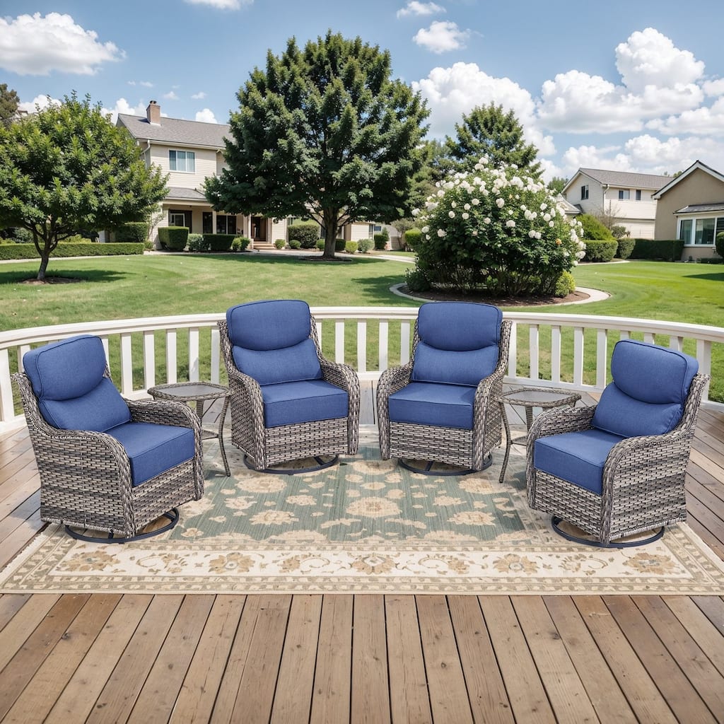 Pocassy Outdoor Glider Chairs Table with 5Inch 6Inch Cushion