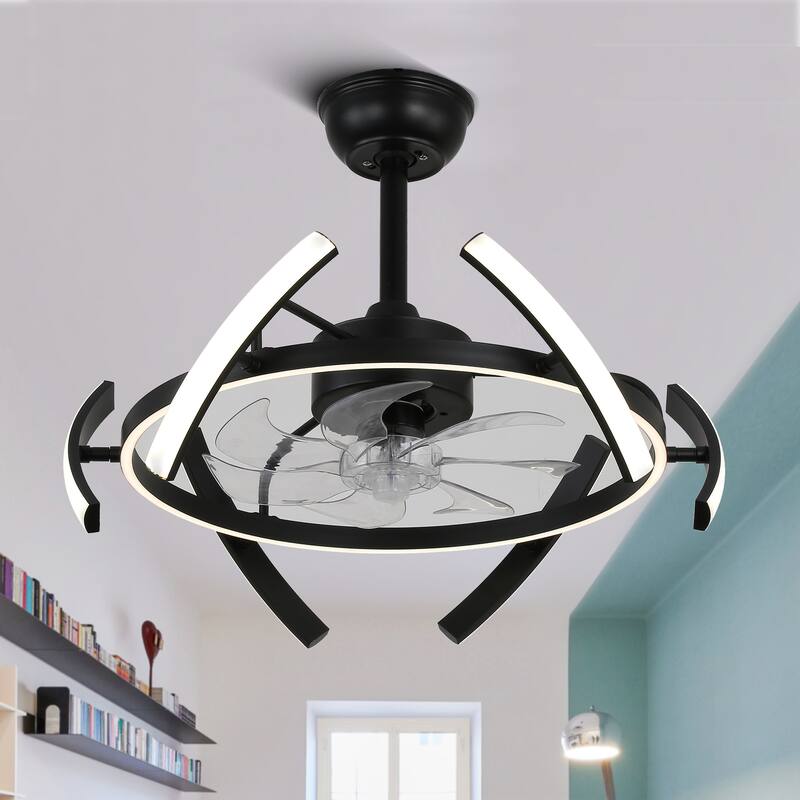 Bella Depot 25" Modern DIY Shape Ceiling Fan with Remote APP Control and Dimmable Light Kit, 6-Speed Reversible Blades