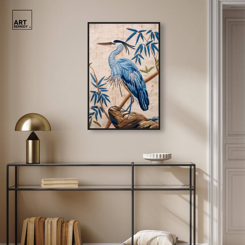 Needlework Heron Canvas by Art Remedy