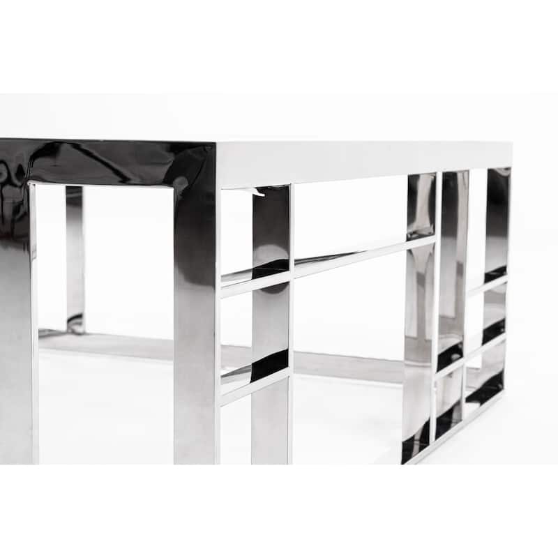Modrest Stephen Modern Glass & Stainless Steel Square Coffee Table