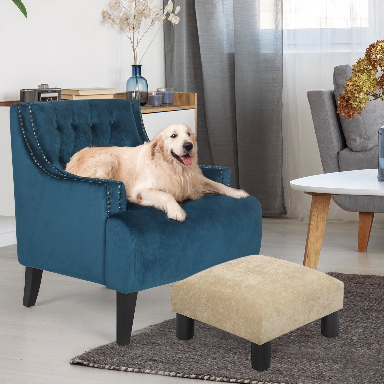 Adeco Ottoman Upholstered Fabric Footrest Pet Steps Dog Stair Stool Bed Bath Beyond 33962809