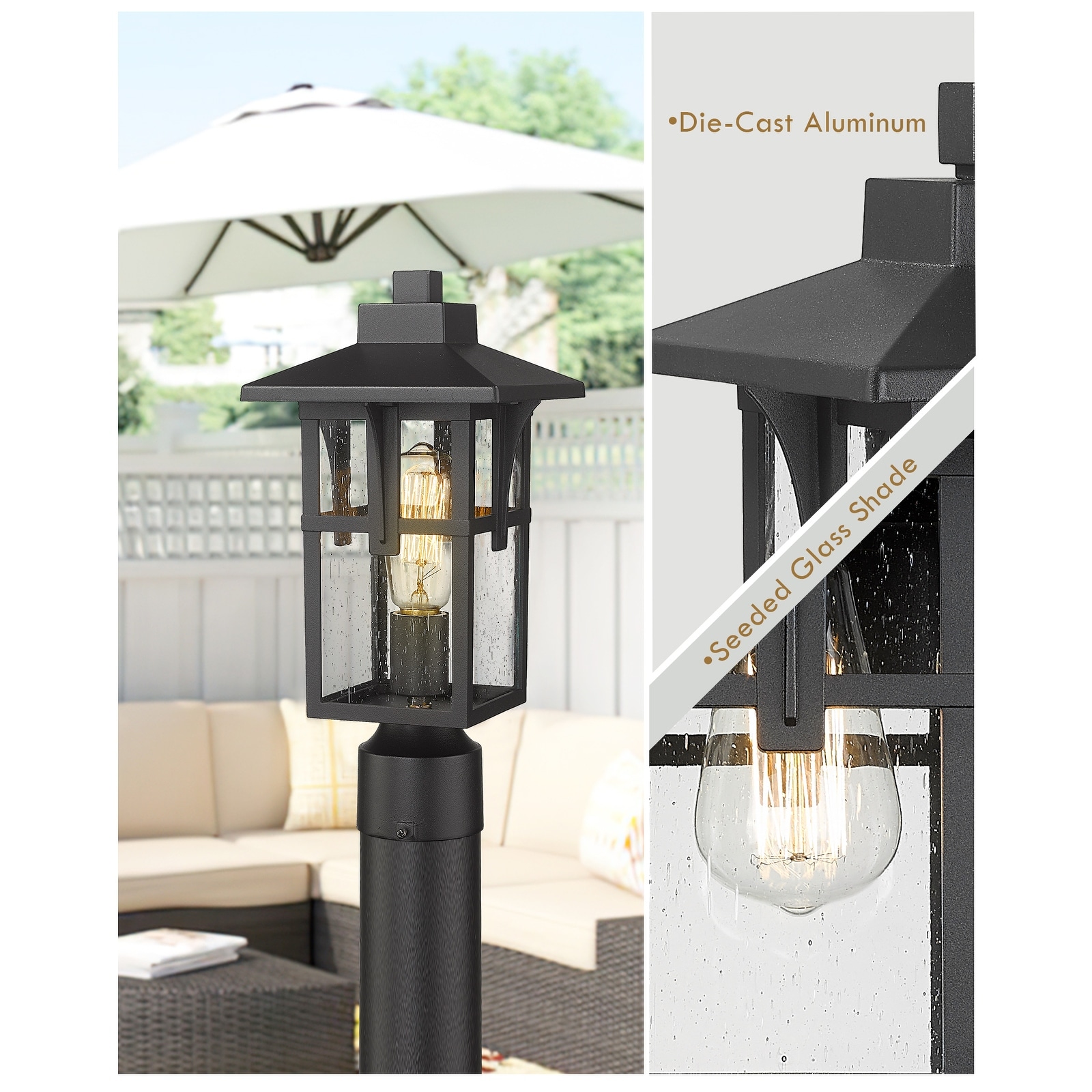 JAZAVA Outdoor Post Light, Outdoor Pole Lantern Pillar Light