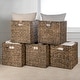preview thumbnail 15 of 16, Collapsible Storage Cube Basket with Handles (Set of 5) Brown - 12.6 in. W x 12.6 in. D x 12.6 in. H