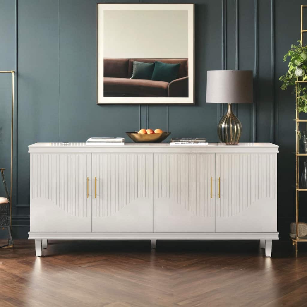 70.07''Large 4-Door Cabinet, Modern Storage Cabinet Sideboard with Adjustable Shelves, Wood Accent Cabinet Buffet Cabinet