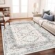 preview thumbnail 43 of 65, Washable Vintage Floral Area Rug Non-Slip Thin Rug for Living Room, Bedroom, Kitchen and Bath Machine Washable Indoor Pet Rugs 9' x 12' (Rectangular1) - Blue and Gray - Rectangle