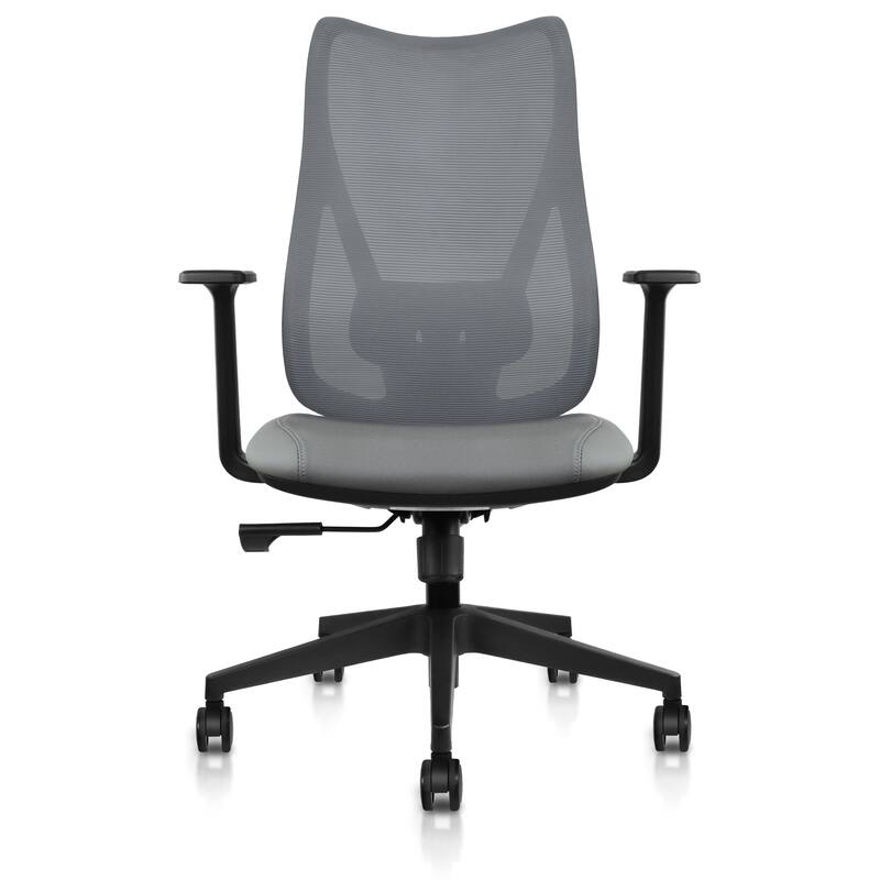 Ergonomic Office Desk Chair | High Back Mesh with Upholstered PU Leather Cushion Seat | Reclining Tilt Adjustable Lumbar Support