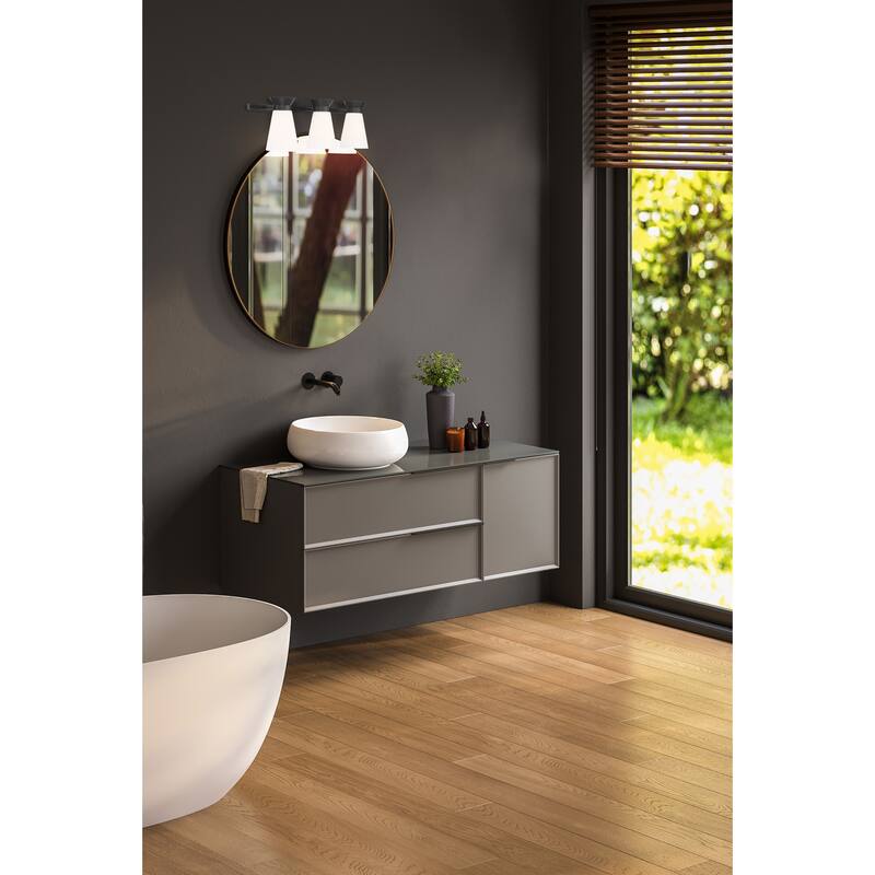 Caleta 3-Light Vanity with Cylindrical Glass Black Finish