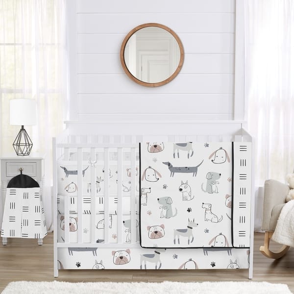 slide 2 of 6, Sweet Jojo Designs Dog Boy, Girl, Unisex/Gender Neutral 6pc Crib Bedding + BreathableBaby Breathable Mesh Liner Pad - Modern Pet