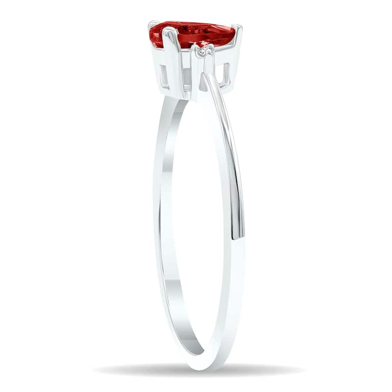 Women's Garnet and Diamond Classic Band in 10K White Gold