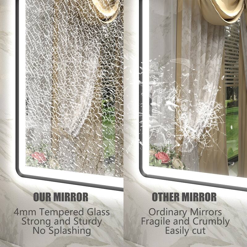 UL Certified Front & Back LED Anti-Fog Tempered Glass Framed Bathroom/Vanity Mirror 3-Year Warranty