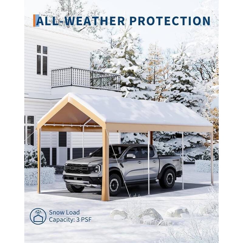 10'x20' Extra Large Heavy Duty Carport Portable Garage Shelter for Car, Truck, SUV - 10X20 Ft