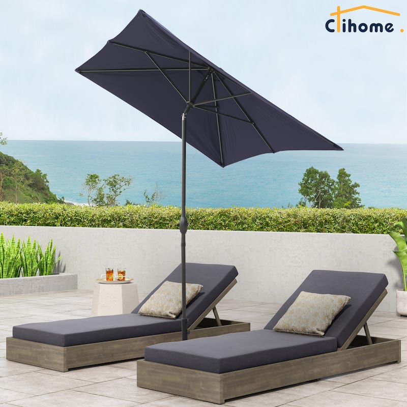 Clihome 10' x 6'5 Aluminum Rectangular Market Umbrella
