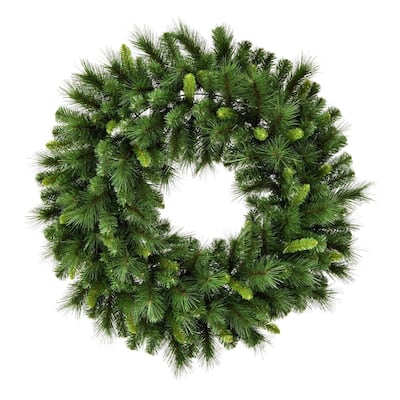 Vickerman 48" Bangor Mixed Pine Artificial Christmas Wreath, Unlit - Green