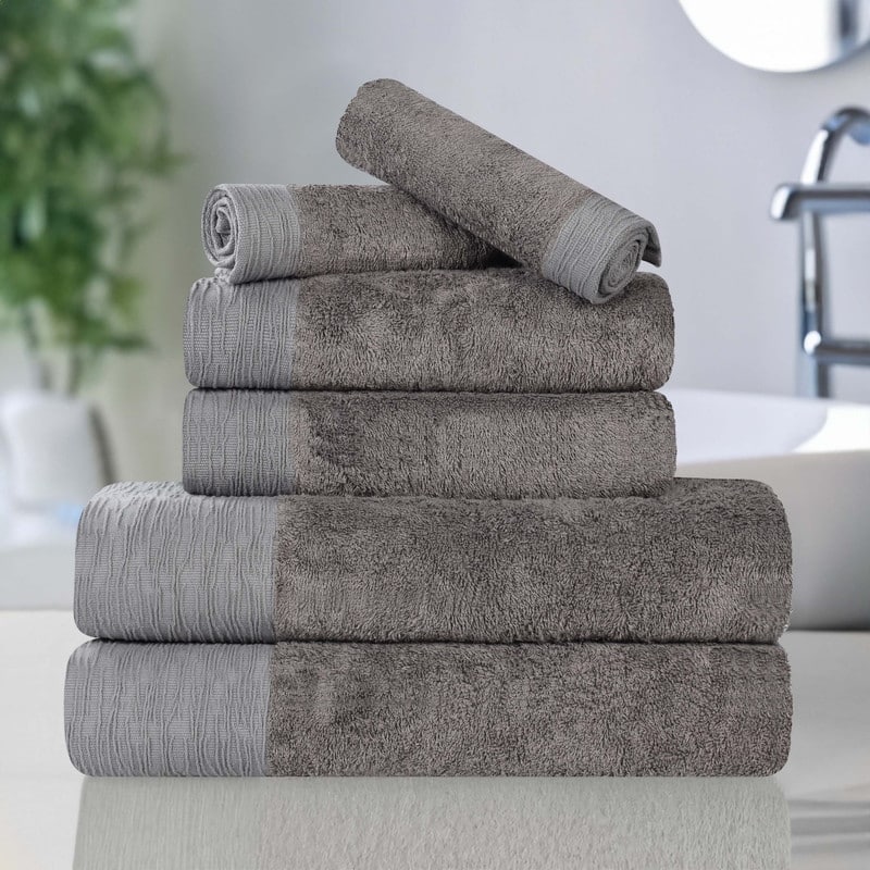Superior Sierra Rayon From Bamboo Cotton Blend 6 Piece Bathroom Towel Set