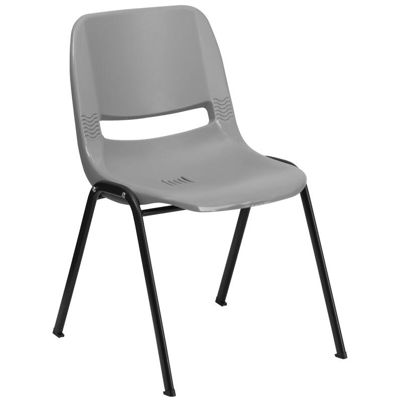 5 Pack 880 lb. Capacity Ergonomic Shell Stack Chair with Metal Frame - 23.5"D x 19.25"W x 32"H