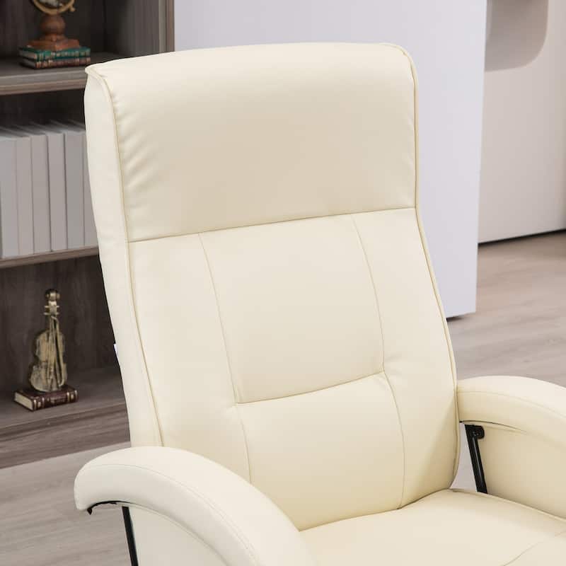HOMCOM PU Recliner with Footrest, Lounge Chair with 135° Adjustable Backrest, Swivel Wood Base