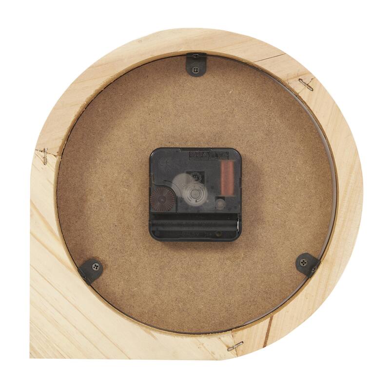 Wood Round Abstract Decorative Clock - Light Brown - Roche River Decor