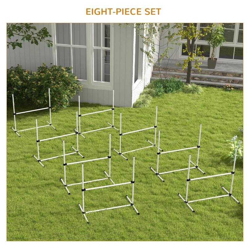 8-PCS Dog Agility Set with Adjustable Height Jump Bars, Carry Bag