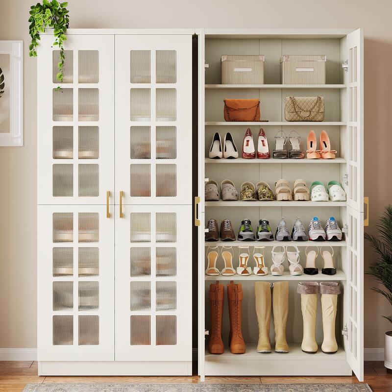 9-Tier Shoe Cabinet with Adjustable Shelves and Doors (71 Inches)