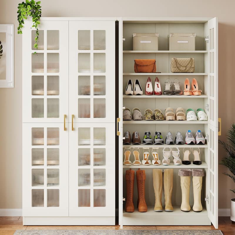 9-Tier Shoe Cabinet with Adjustable Shelves and Doors (71 Inches)