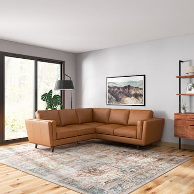 Elisa Mid Century Pillow Back Symmetrical Corner Sofa