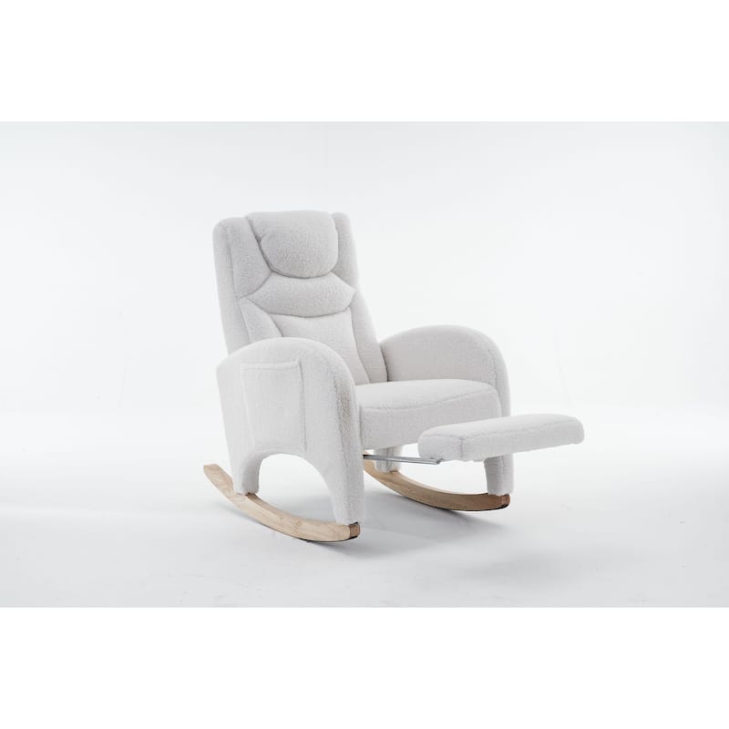 Fabric Nursery Rocking Chair With Adjustable Footrest