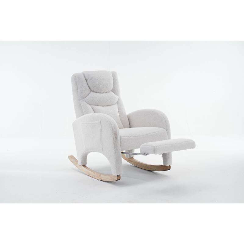 Fabric Upholstered Nursery Rocking Chair with Adjustable Footrest