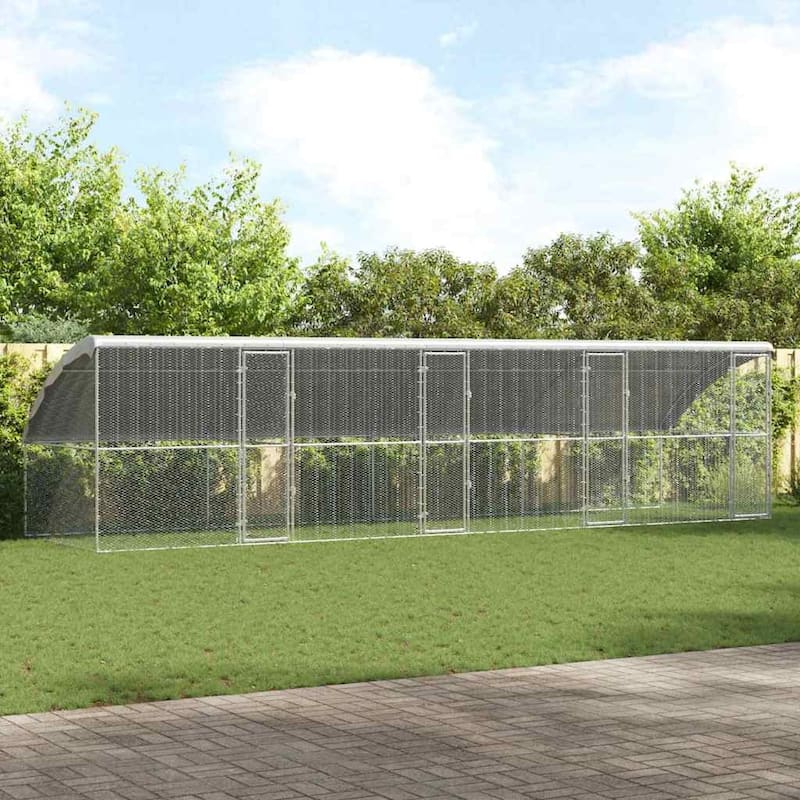 vidaXL Chicken Cage Silver 400/600/800 x 200 x 198.5 cm Galvanized steel - 800 x 200 x 198.5 cm