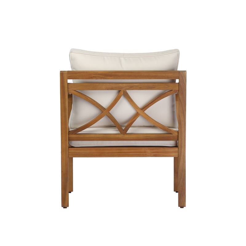 Christopher Knight Home - Erin 5-Piece Outdoor Acacia Wood Conversation Set with Cushioned Lounge Chairs & Round Coffee Table