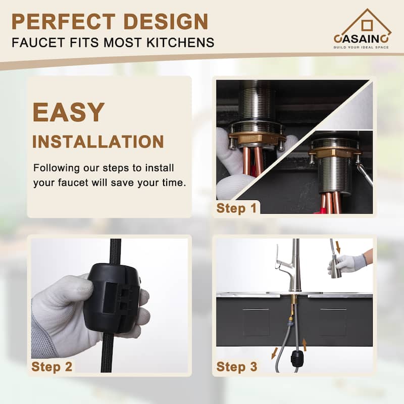 Single Handle Pull Down Sprayer Kitchen Faucet