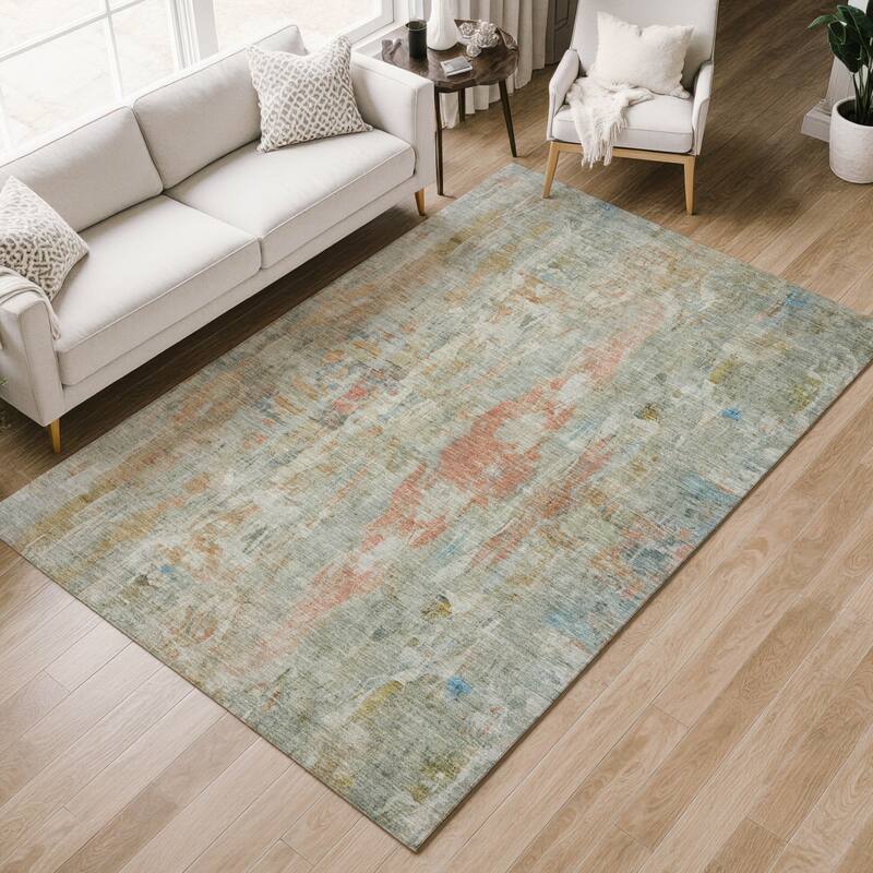 Machine Washable Indoor/ Outdoor Muted Ombre Chantille Rug