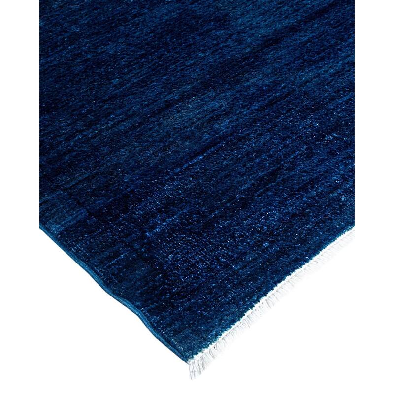 Overton Hand Knotted Wool Vintage Inspired Modern Contemporary Overdyed Blue Area Rug - 8' 8" x 11' 10"