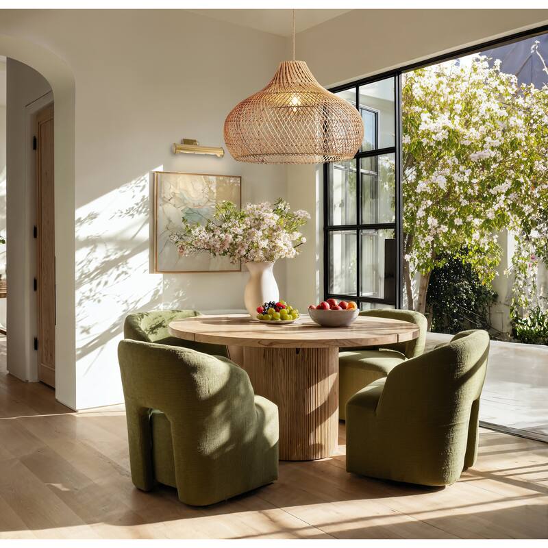 Kloe Rattan Pendant Light - Natural Brown Dome 1-Light Handwoven Ceiling Light For Transitional, Farmhouse, Coastal Room Decor