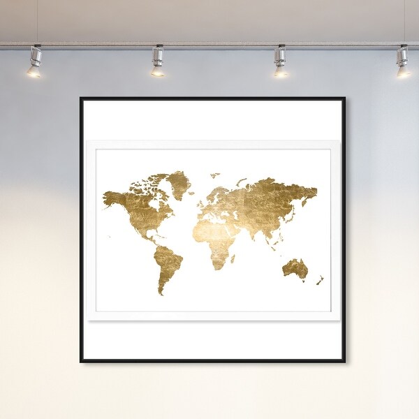 Oliver Gal 'Hipster Mapa Mundi Gold Foil' Maps and Flags Wall Art Framed Canvas Print World Maps - Gold, White. Opens flyout.