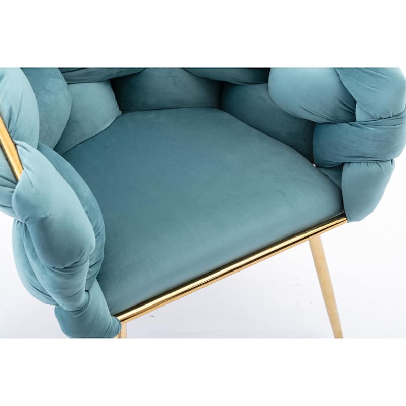 Modern 28.7" Velvet Upholstered Accent Chairs with Gold - Plated Metal Legs (Set of 2)