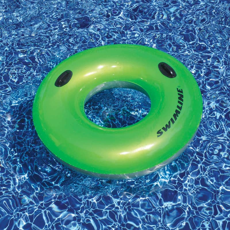 48" Water Sports Inflatable Bright Green Swimming Pool Inner Tube Ring Float