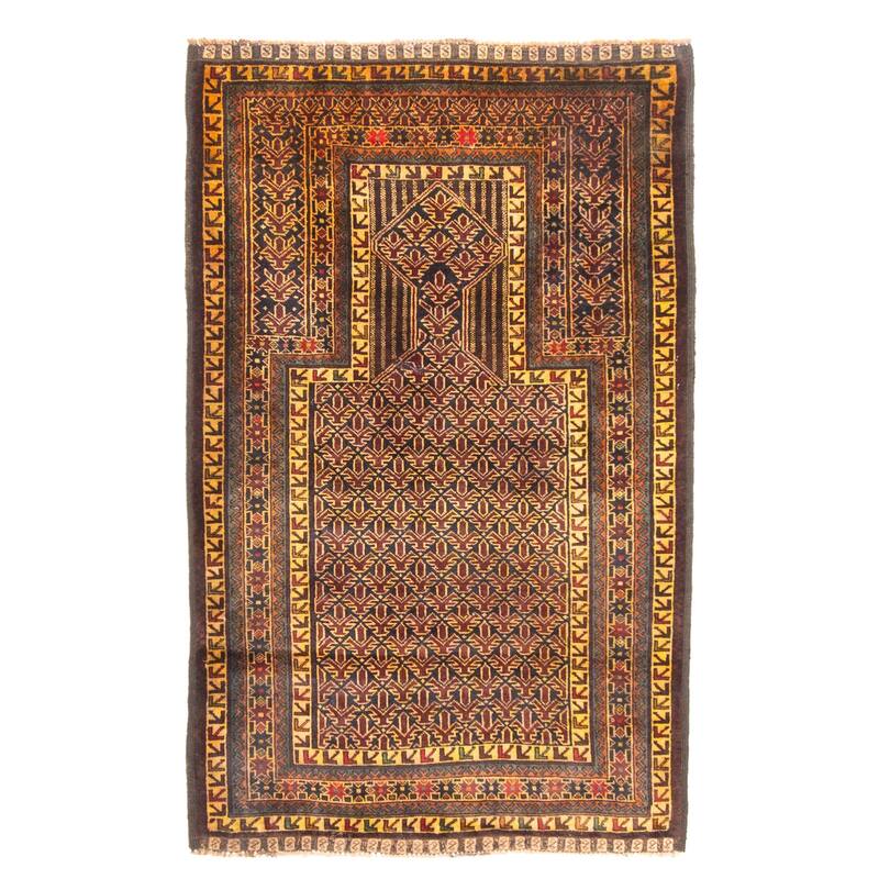 ECARPETGALLERY Hand-knotted Teimani Burgundy Wool Rug - 3'3 x 5'1