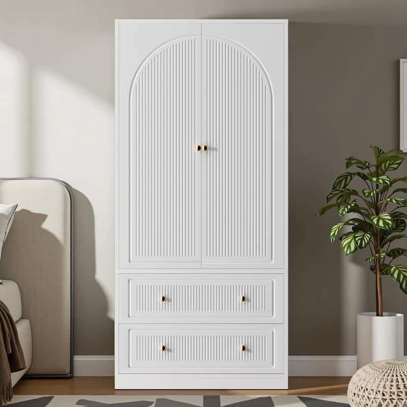 Pocassy Wardrobe Closet 70" Capacity Clothing Wardrobe Cabinet