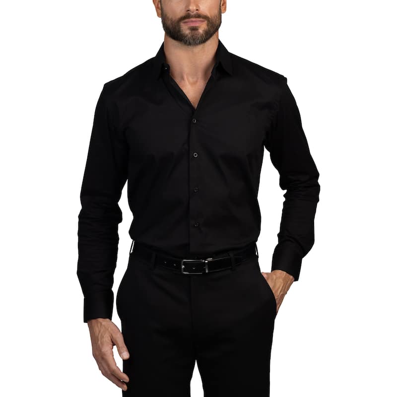Vince Camuto Men's Slim Fit Dress Shirt - S 32/33 - Black Solid