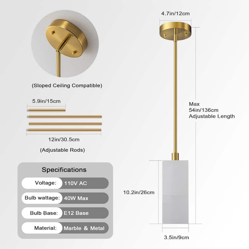 FTL Alabaster Pendant Lights Kitchen Island Gold Marble Hanging Light