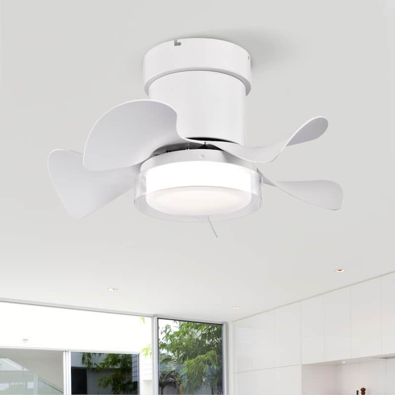 21 inch Flush Mount Ceiling Fan with Light and Remote Control, 6 Speed Reversible DC Motor, LED Ceiling Fan Lighting - Matte White
