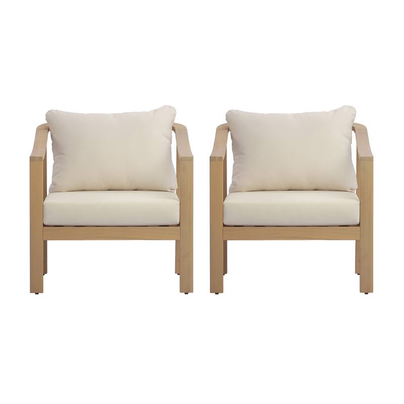 Christopher Knight Home - Elva 5-Piece Outdoor Acacia Wood Patio Conversation Set with Slatted Coffee Table & Cushions