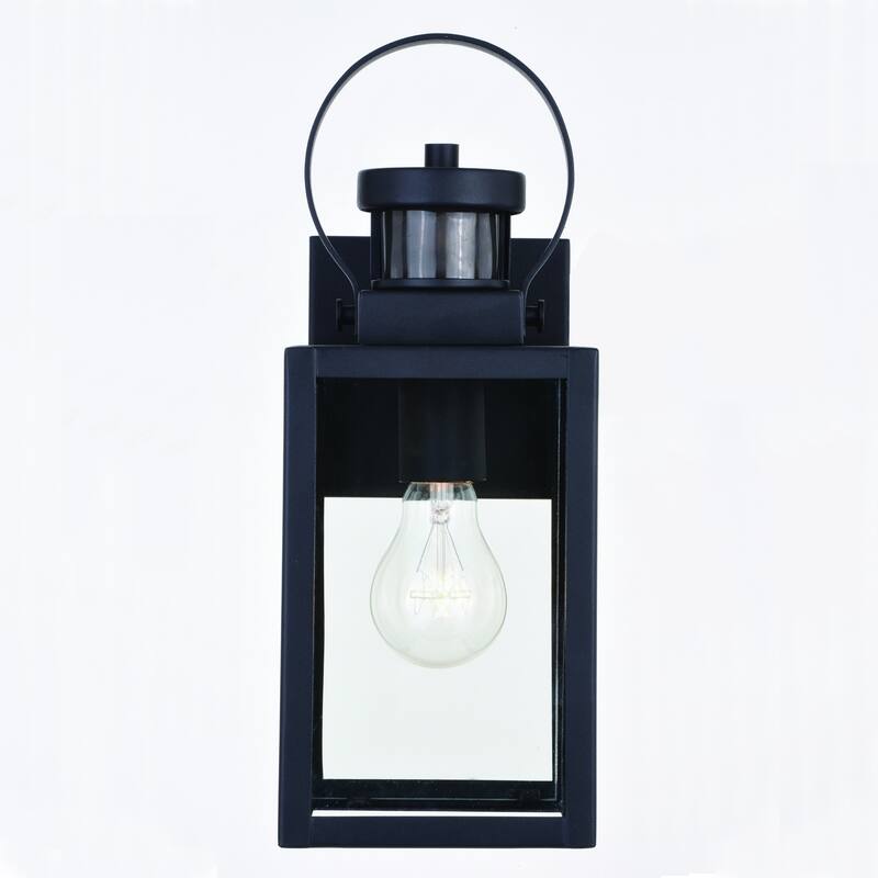 Medinah Motion Sensor Dusk to Dawn Outdoor Wall Light Clear Glass - 5-in. W x 13.25-in. H x 6.5-in. D
