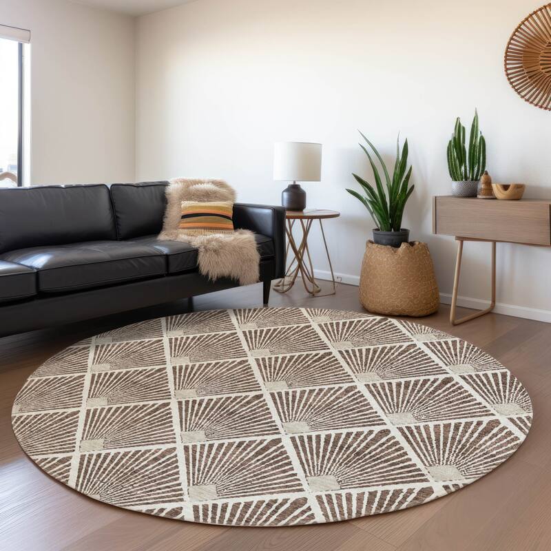 Premium Washable Super Soft Diamond Trellis Mayfield Rug - Brown - 8' x 8'