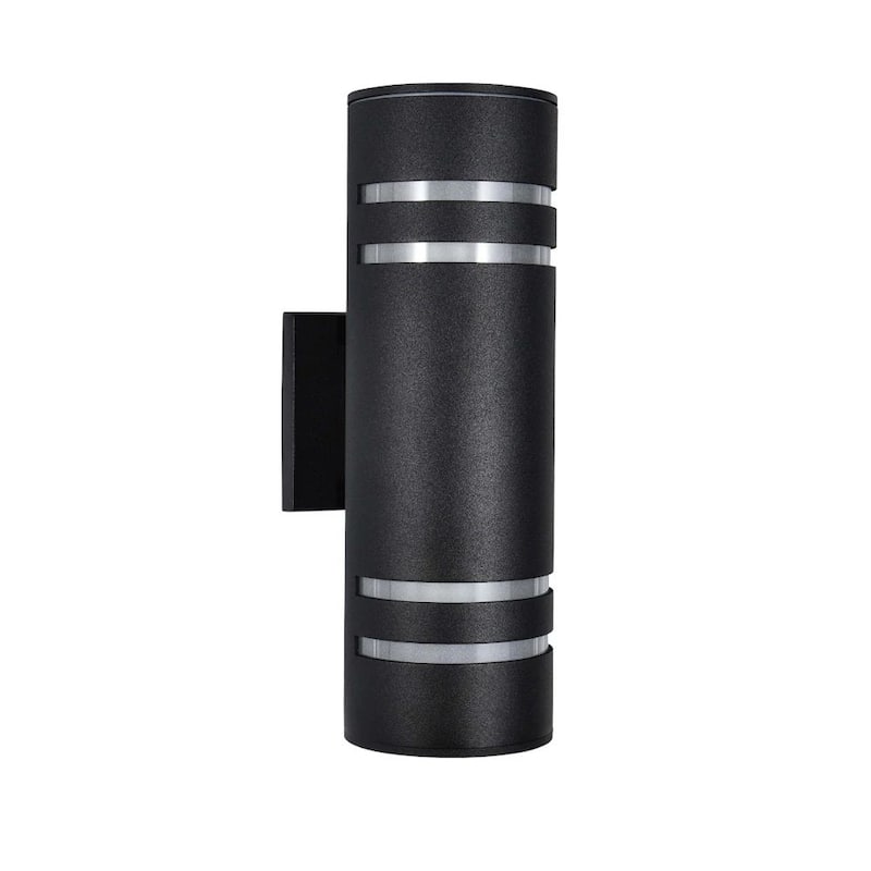 2-Light Industrial Vintage Black Linear Cylinder Wall Lights Waterproof IP54 Lantern Outdoor Wall Sconces
