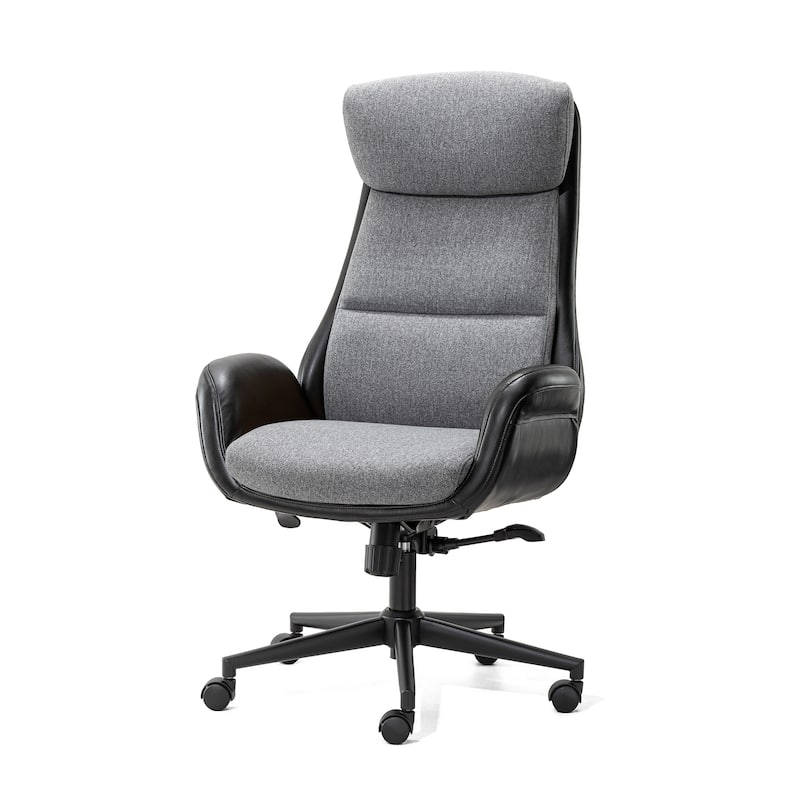 Glitzhome 48-inch Two-tone High Back Gaslift Ergonomic Executive Swivel Home Office Chair - 43.75"-47.75"H - Black & Grey