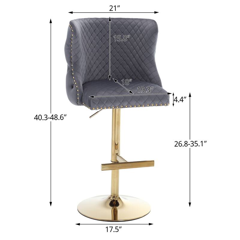Ostweer Furniture Velvet Adjustable Bar Chair Sto - Beige