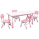 preview thumbnail 10 of 15, Qaba Kids Table and Chair Set with 4 Chairs, Adjustable Height, Easy to Clean Table Surface, for 1.5 - 5 Years Old pink